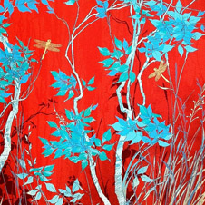 Red with Dragonflies